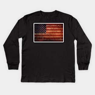 Vintage American Flag Sticker Kids Long Sleeve T-Shirt